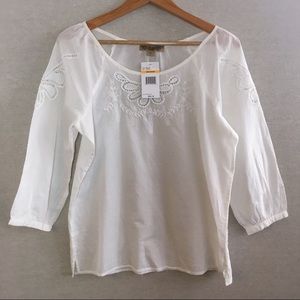 Nine West Vintage America Cotton Peasant Blouse S